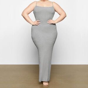 Skims Soft Lounge Shimmer Long Slip Dress Heather Grey Size 2x